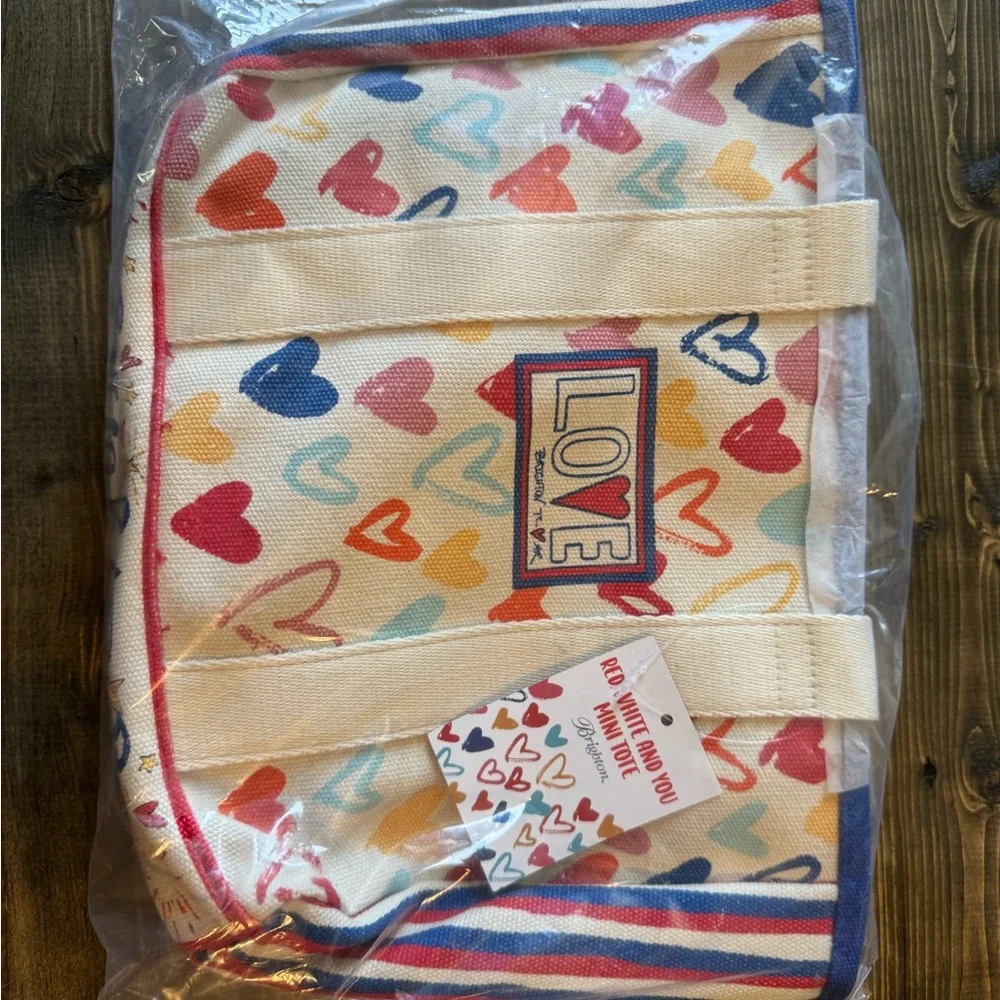 Red White and You “LOVE” Canvas Tote Bag – Colorful Heart Print NWT $150 Retail